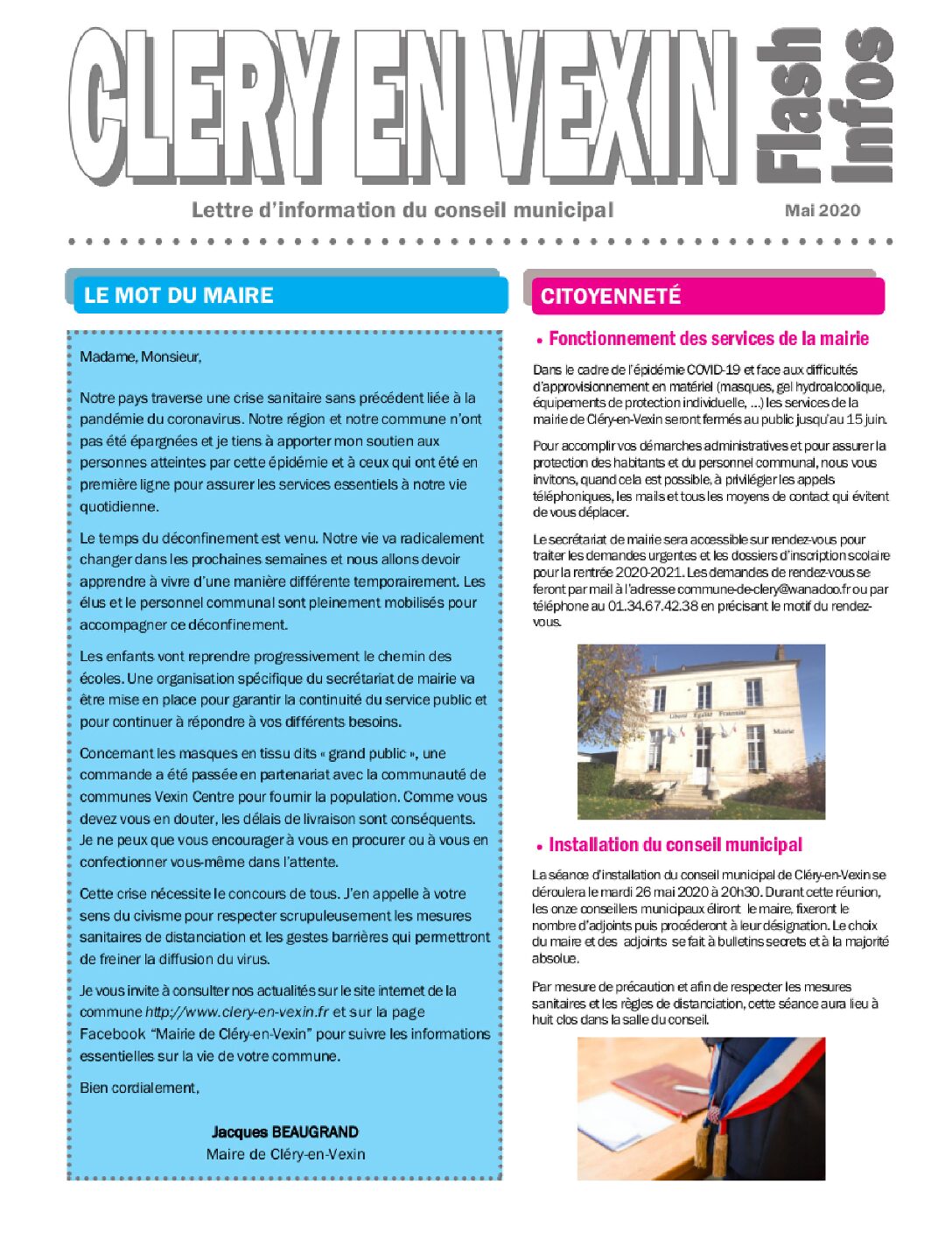 Lettre d’information – Mai 2020